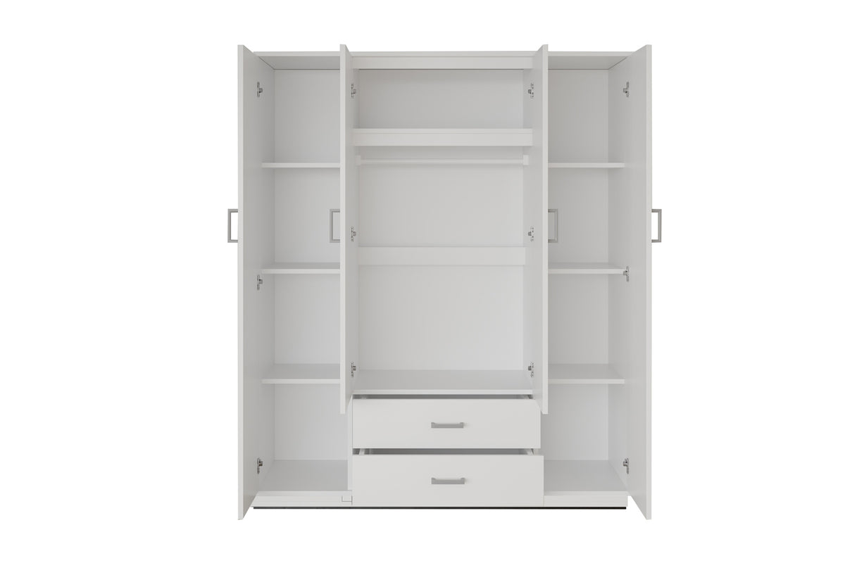 Armoire Marc 4 portes avec 2 miroirs Blanc