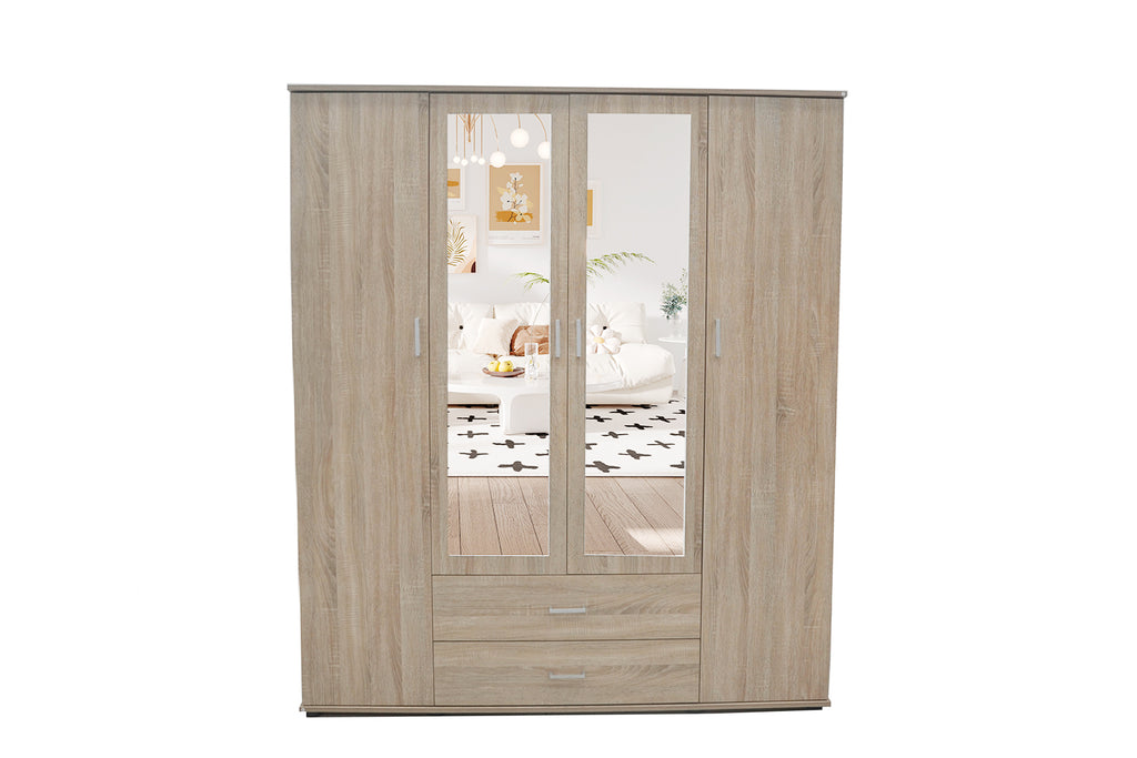 Armoire Marc 4 portes avec 2 miroirs Sonoma