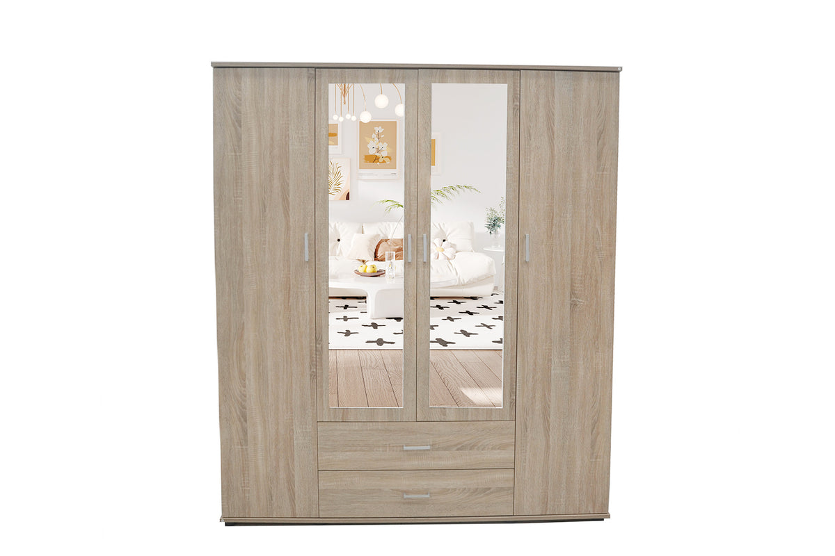 Armoire Marc 4 portes avec 2 miroirs Sonoma