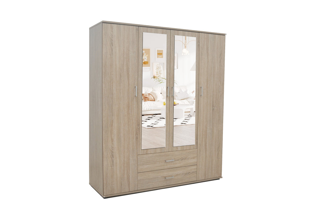 Armoire Marc 4 portes avec 2 miroirs Sonoma