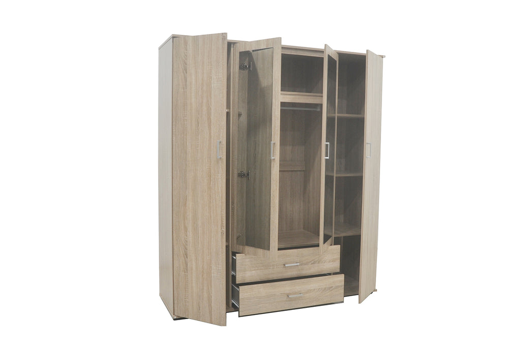 Armoire Marc 4 portes avec 2 miroirs Sonoma