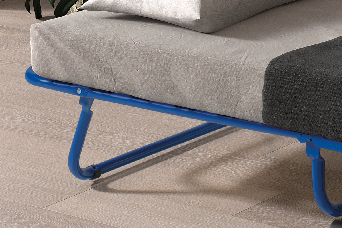 Lit pliable Safari 80x190 cm métal bleu