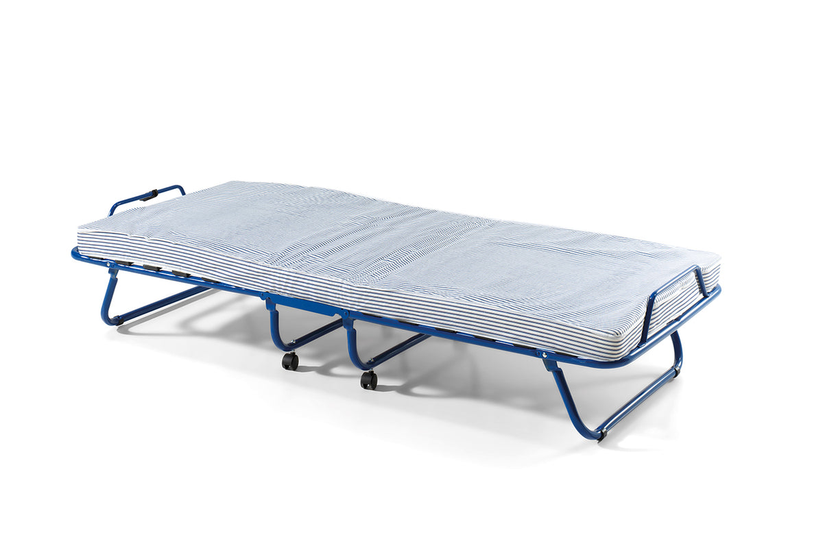 Lit pliable Safari 80x190 cm métal bleu