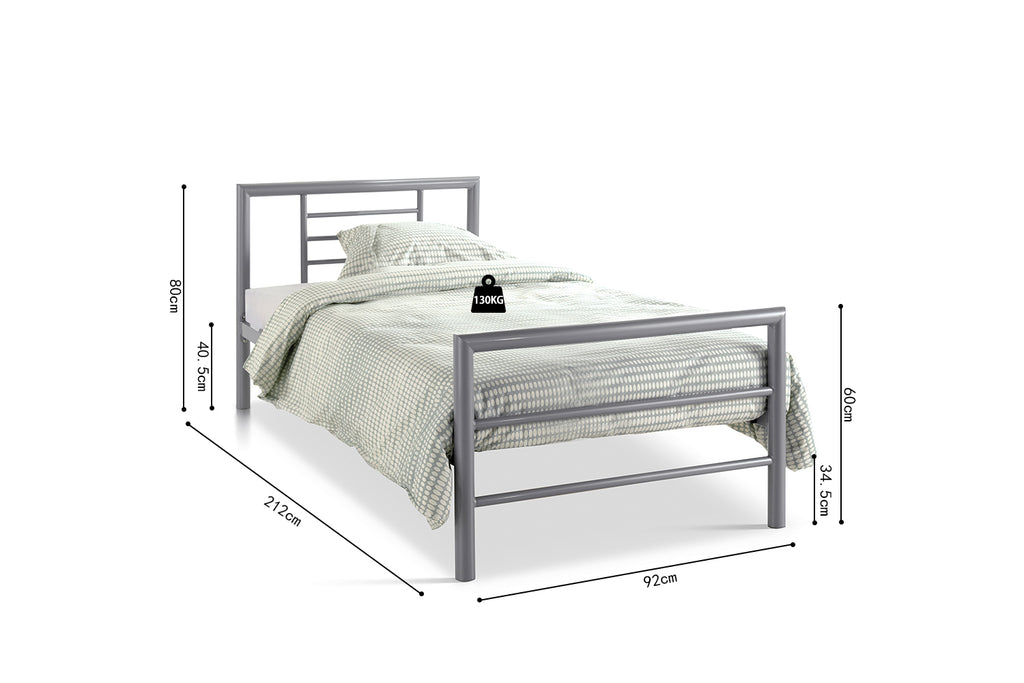 Lit Sandro 90x200 avec sommier Gris