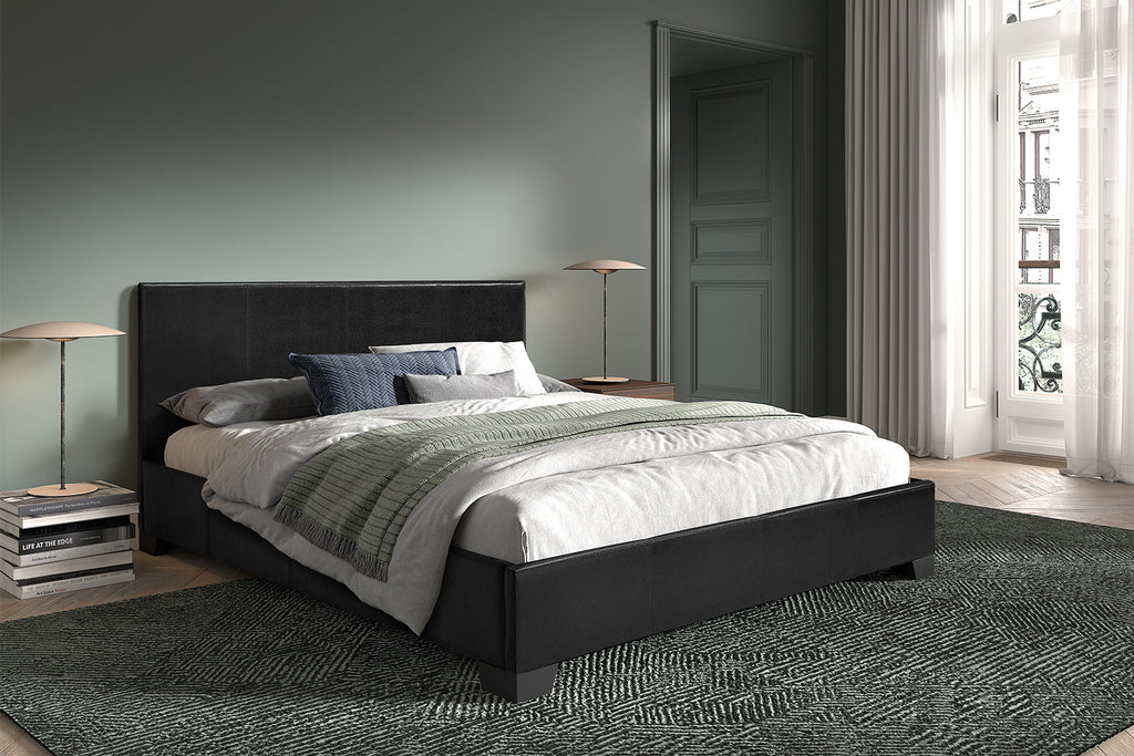 Lit Roma 160x200 avec sommier similicuir Noir