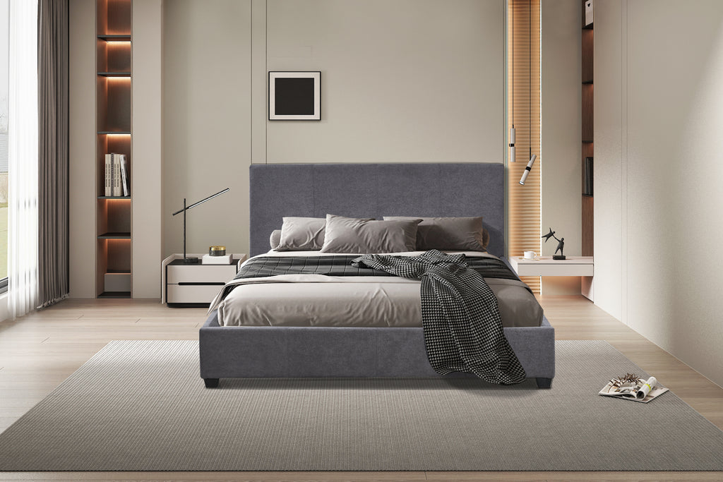 Lit Roma 160x200 avec sommier Tissu Gris