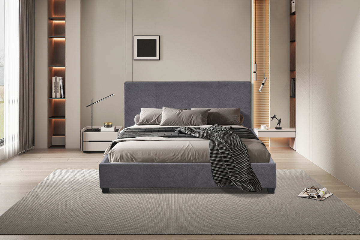 Lit Roma 160x200 avec sommier Tissu Gris