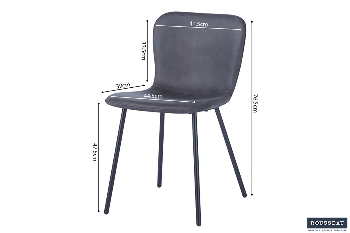 Chaise Susan similicuir Gris foncé