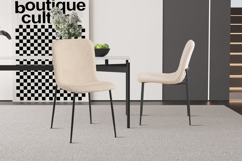 Chaise Alice velours côtelé Beige