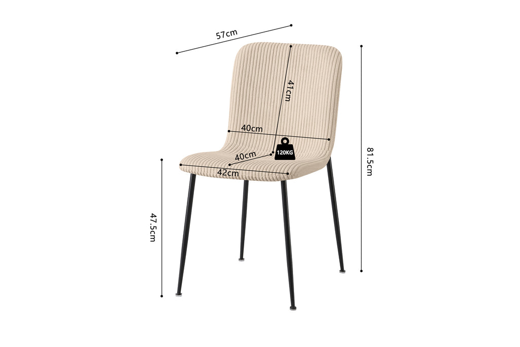 Chaise Alice velours côtelé Beige