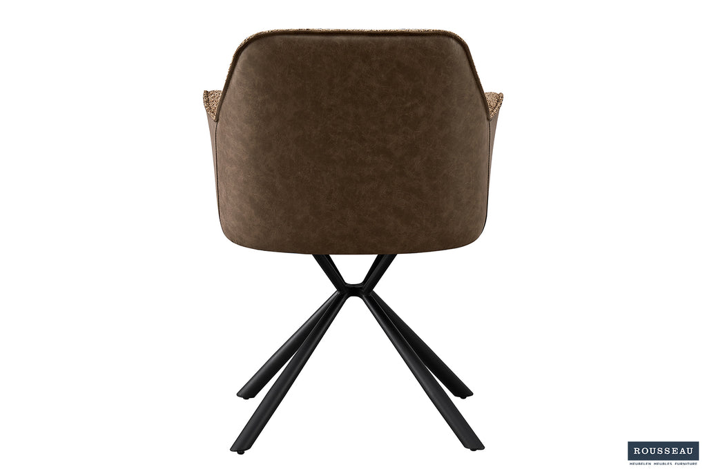 Chaise Lucie Bouclé Sable Dos similicuir Brun