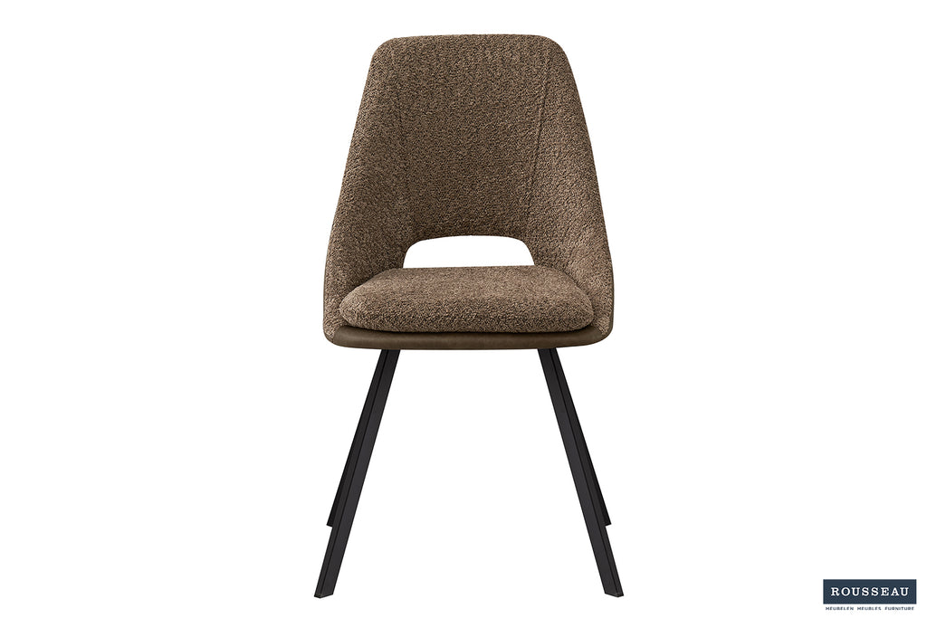 Chaise Filou Bouclé Sable Dos similicuir Brun
