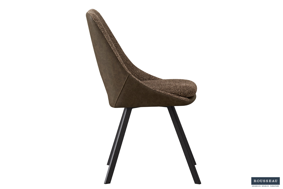 Chaise Filou Bouclé Sable Dos similicuir Brun