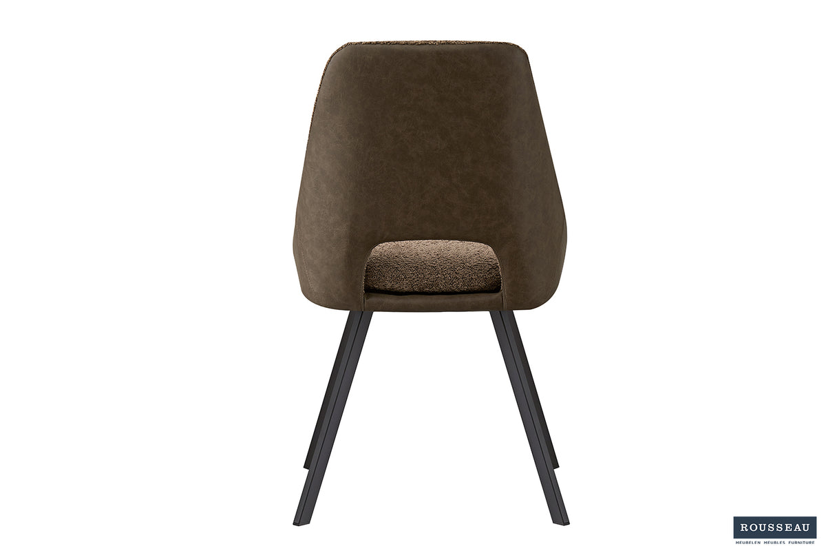 Chaise Filou Bouclé Sable Dos similicuir Brun