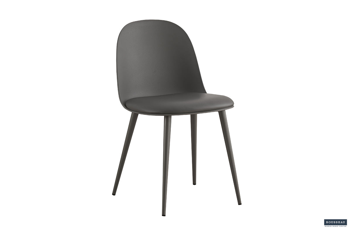 Chaise Jasmin Assise polypropylène Coussin similicuir Gris