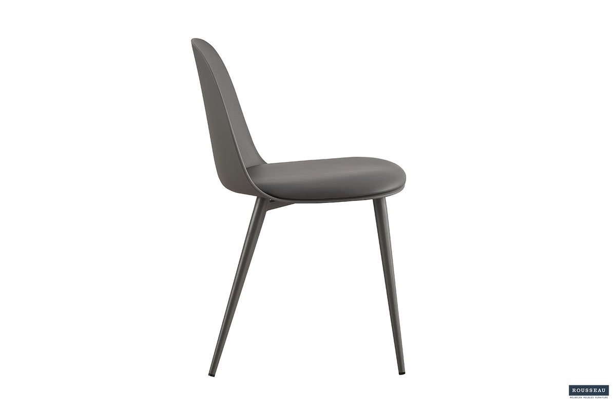 Chaise Jasmin Assise polypropylène Coussin similicuir Gris