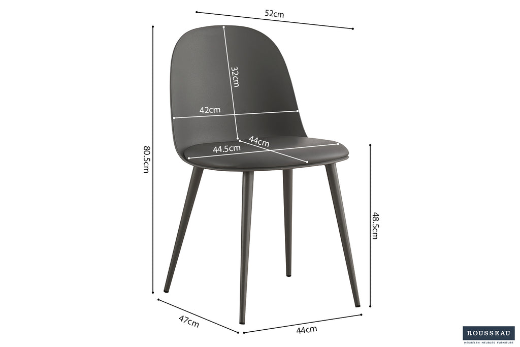Chaise Jasmin Assise polypropylène Coussin similicuir Gris