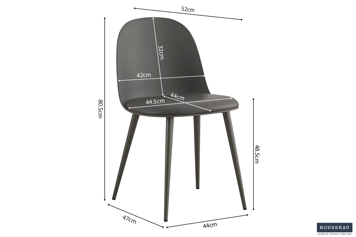 Chaise Jasmin Assise polypropylène Coussin similicuir Gris