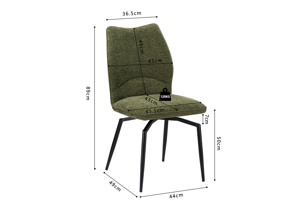 Chaise Lara pivotante Tissu Vert