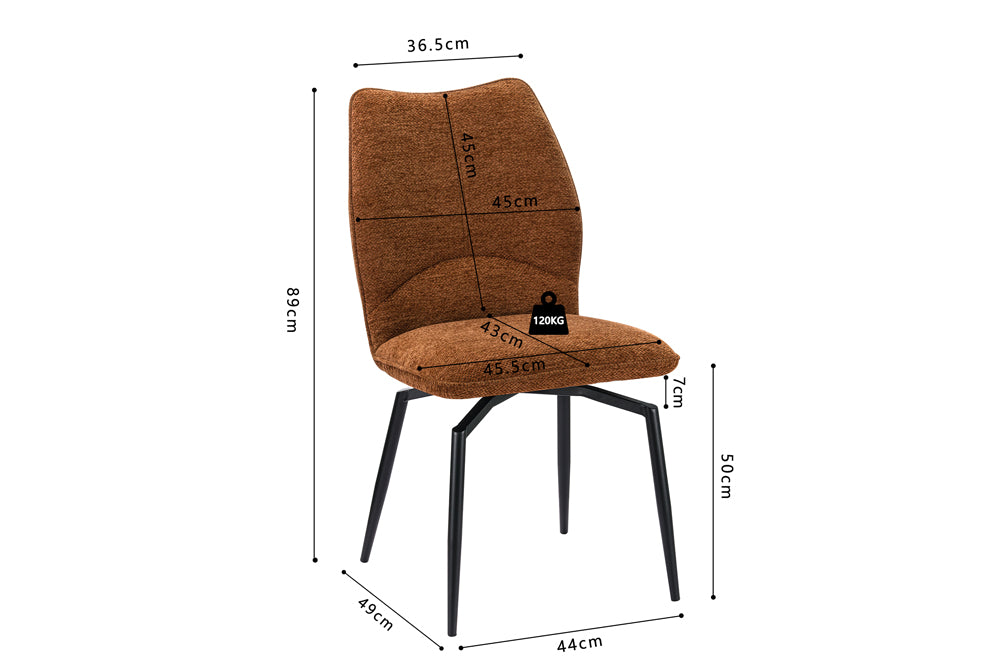 Chaise Lara pivotante Tissu Rouille
