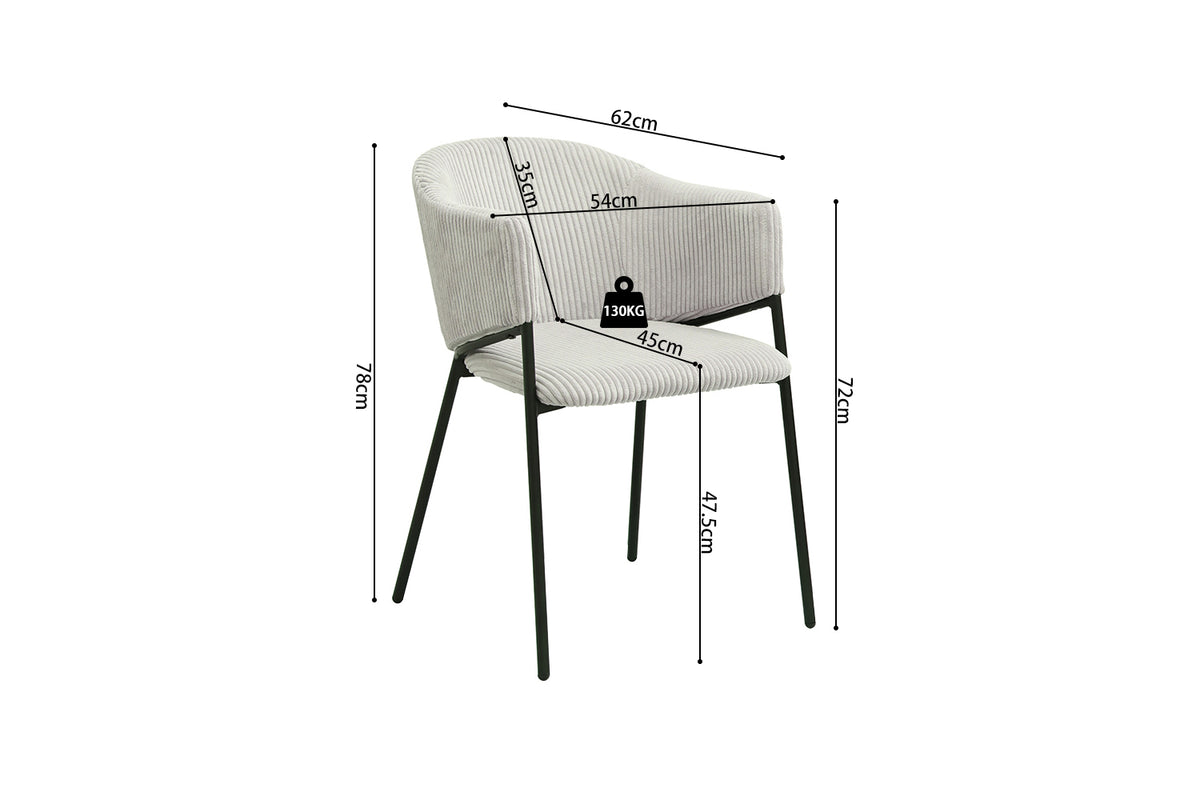 Chaise Hugo velours côtelé Gris clair