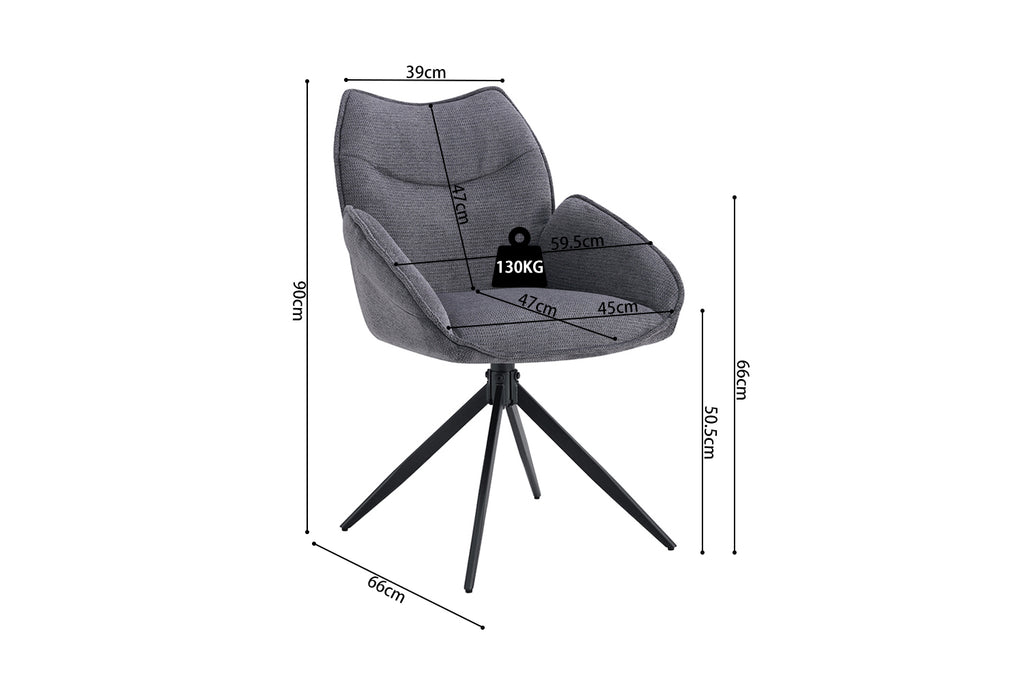 Chaise Mahi pivotante Tissu Gris foncé