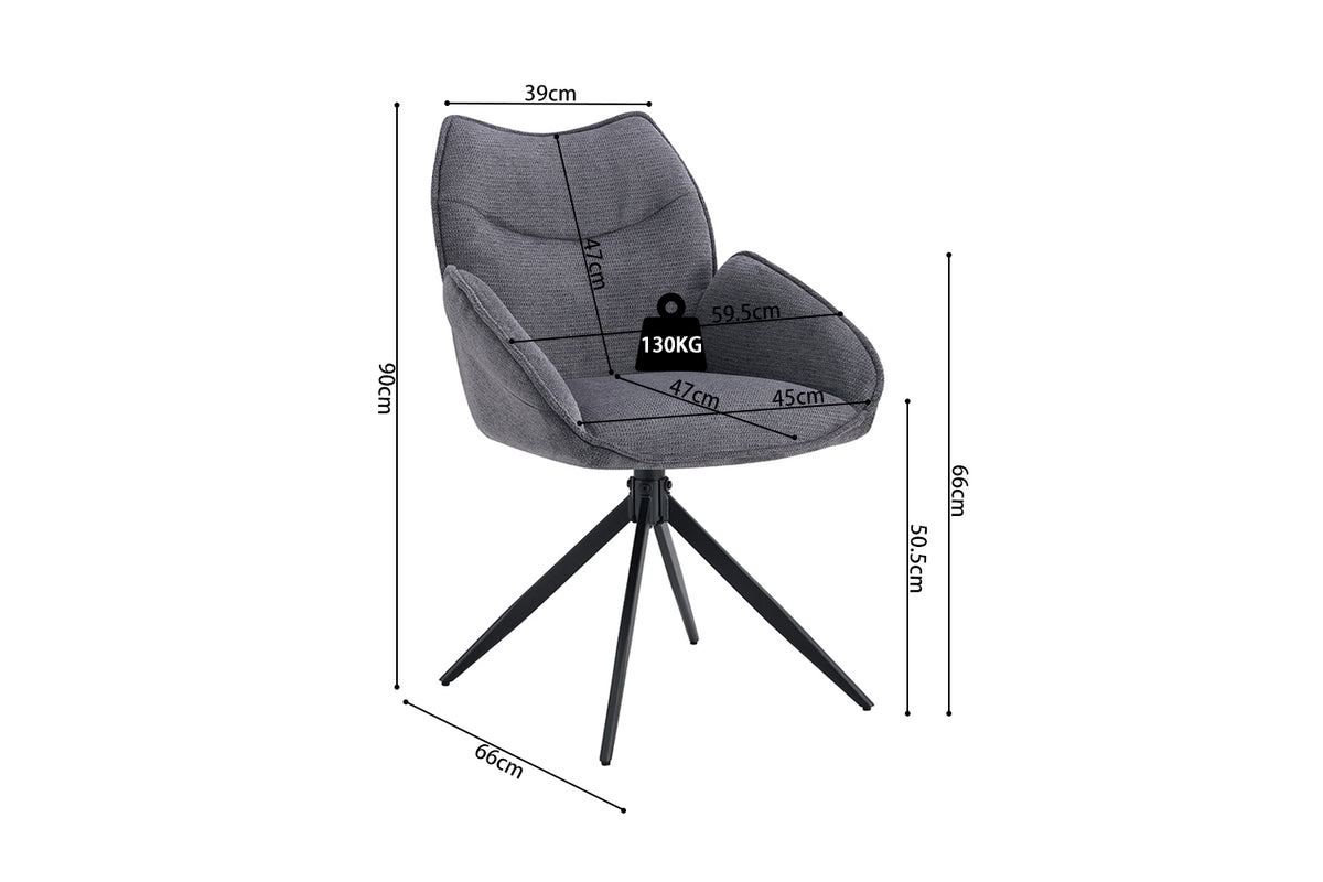 Chaise Mahi pivotante Tissu Gris foncé