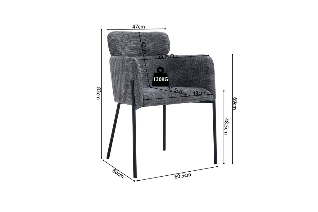 Chaise Naomi Tissu Gris