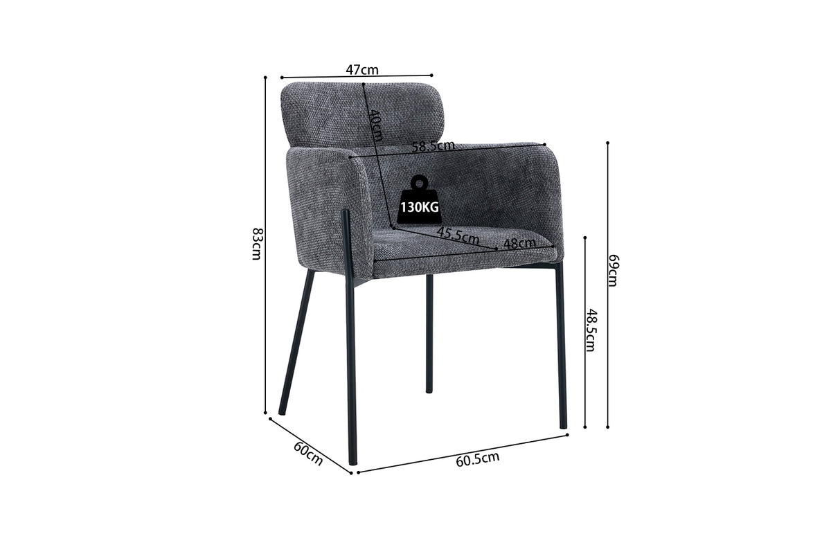 Chaise Naomi Tissu Gris