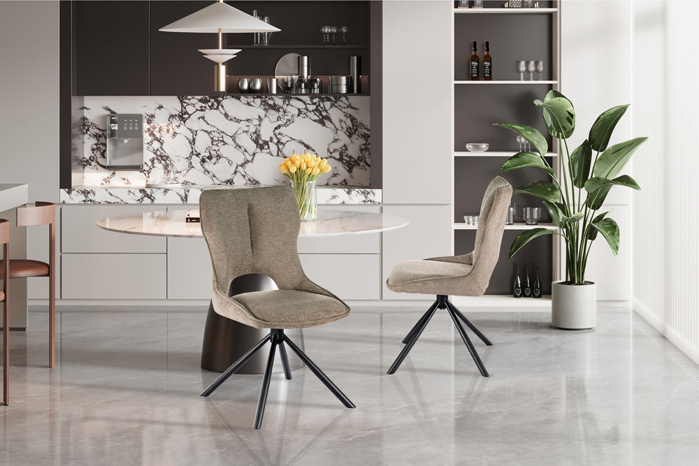 Chaise Mori pivotante Tissu Poivre