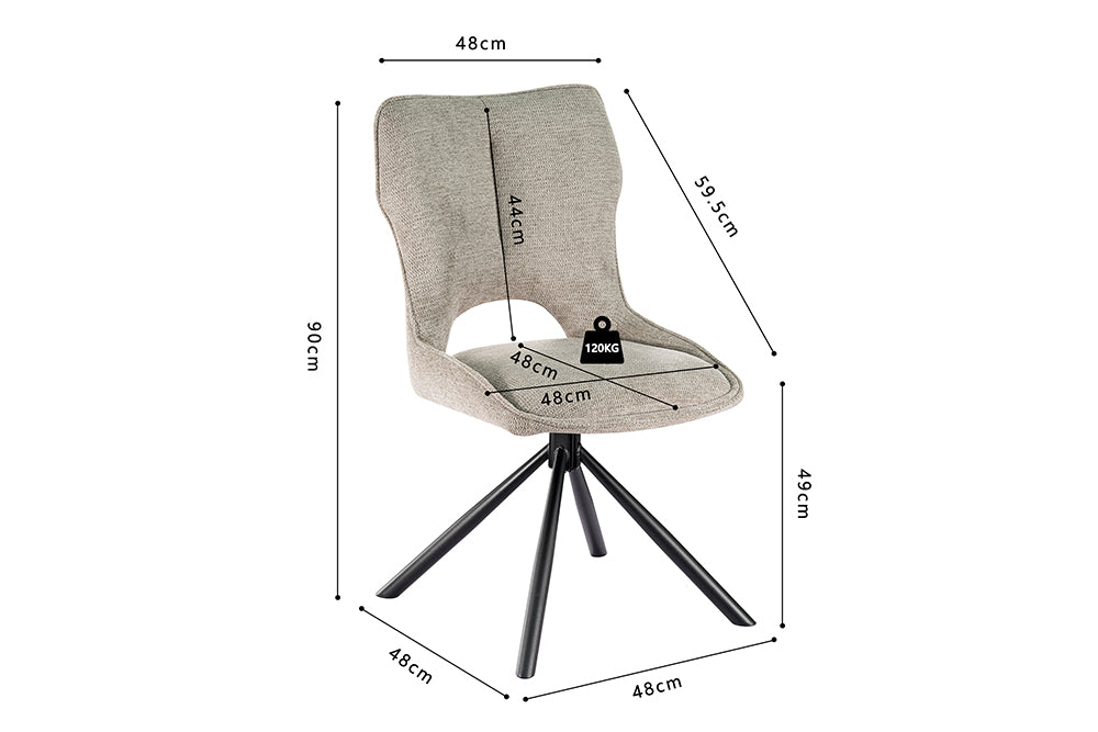 Chaise Mori pivotante Tissu Gris clair