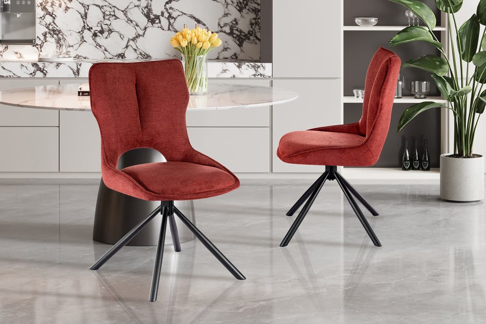 Chaise Mori pivotante Tissu Rouge
