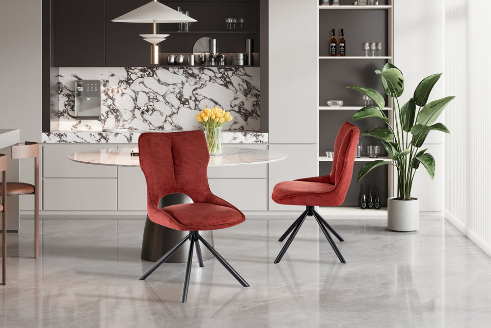 Chaise Mori pivotante Tissu Rouge
