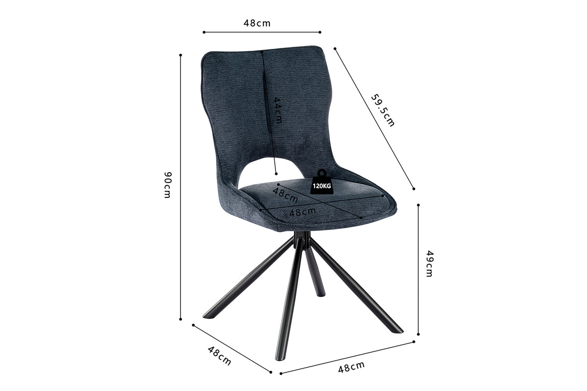 Chaise Mori pivotante Tissu Bleu