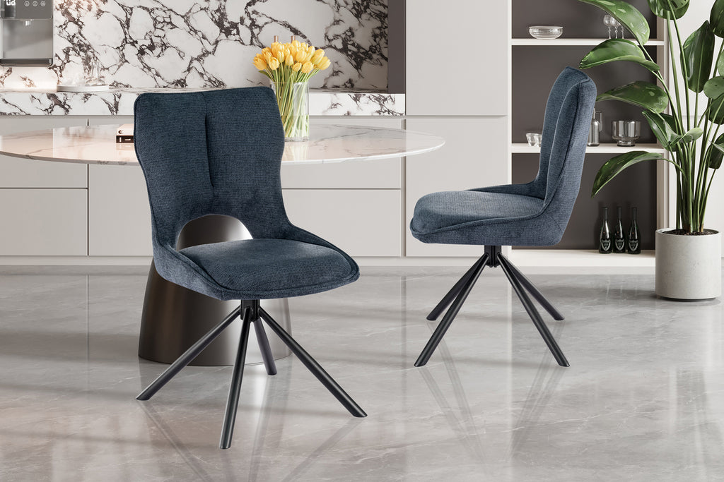 Chaise Mori pivotante Tissu Bleu