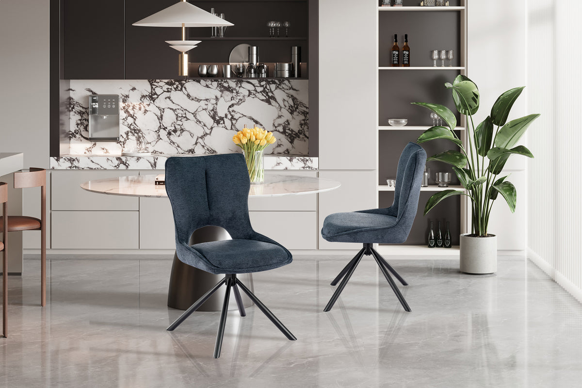 Chaise Mori pivotante Tissu Bleu