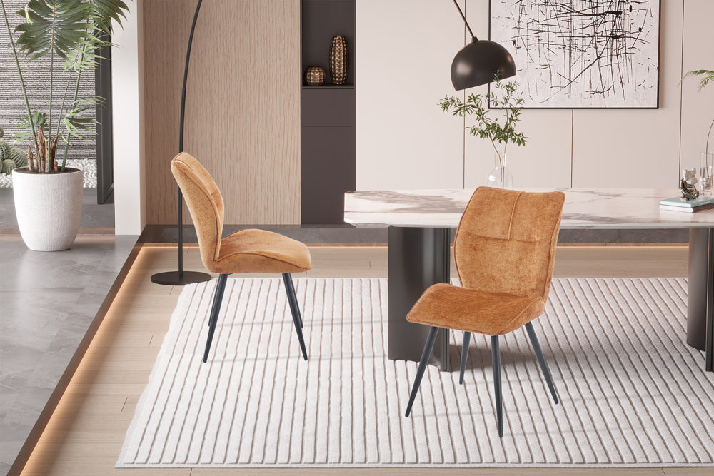 Chaise Faye Tissu Or