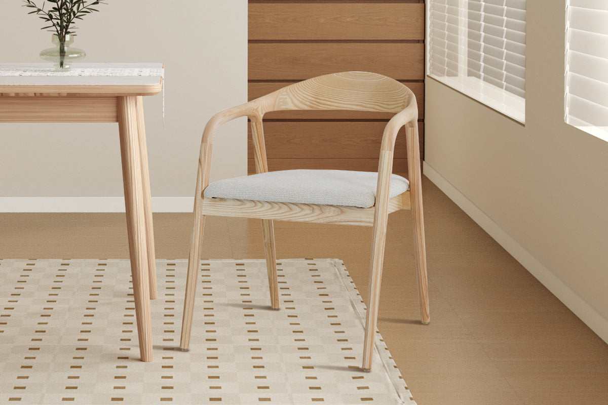 Chaise Claire Frêne Naturel - Tissu Ote Milan 103 Beige