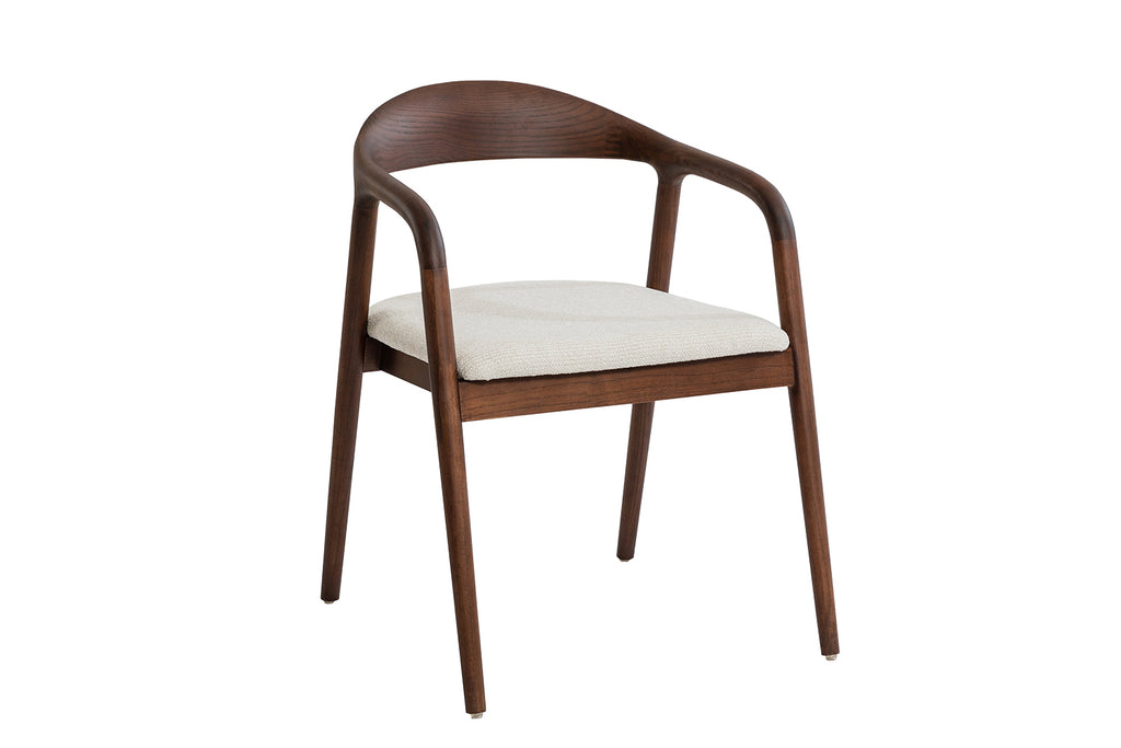 Chaise Claire Frêne Noyer Tissu Beige