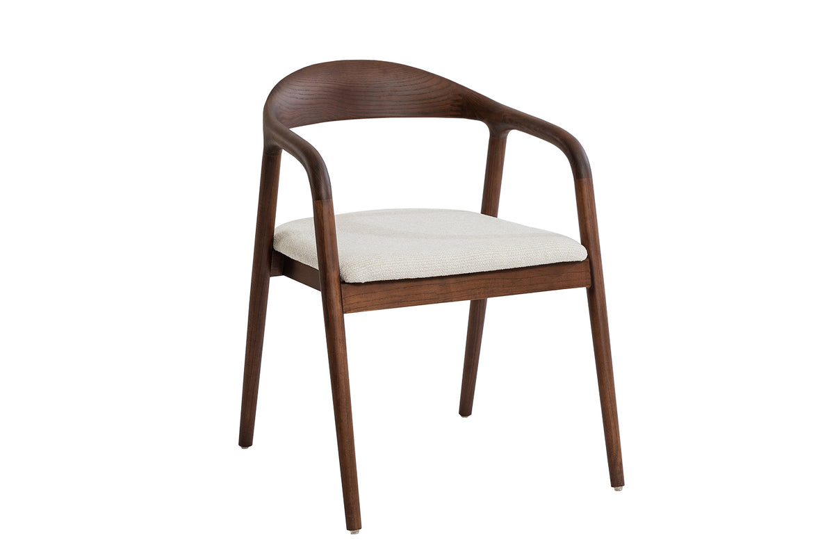 Chaise Claire Frêne Noyer Tissu Beige