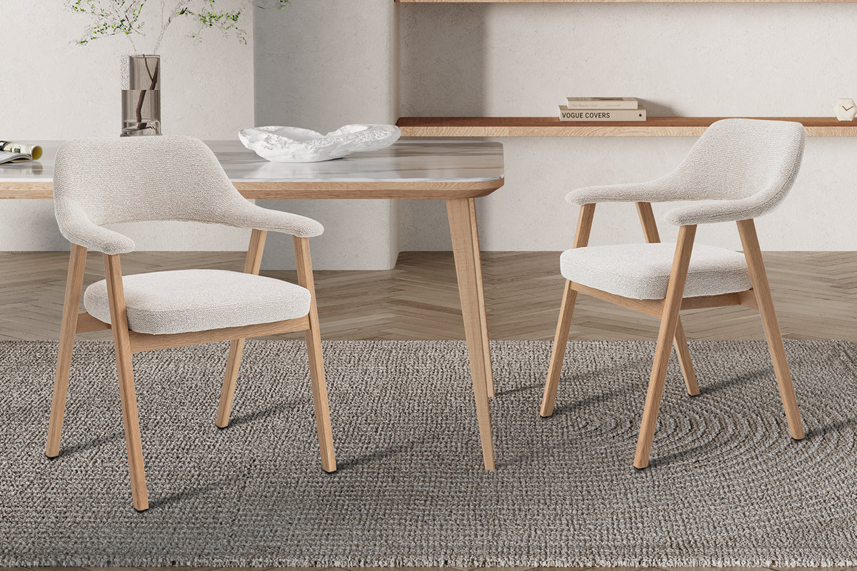 Chaise Coralie Chêne Massif Tissu Ote Milan 103 Beige