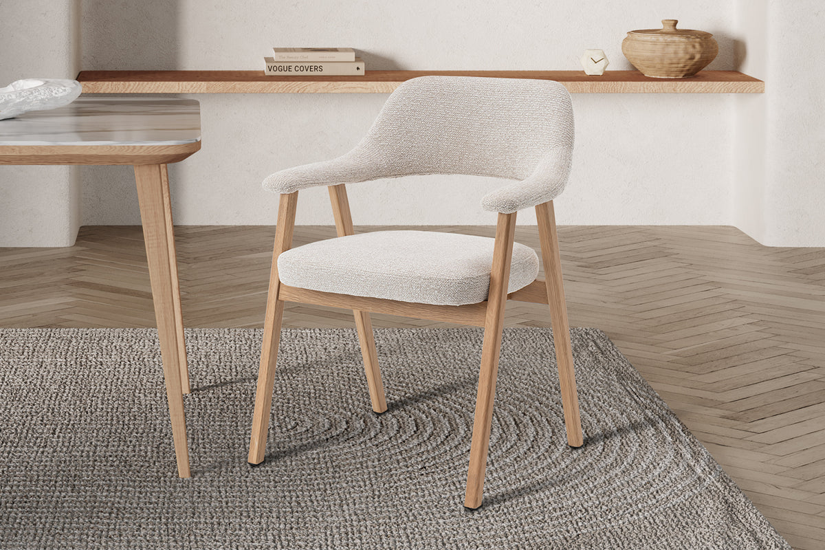 Chaise Coralie Chêne Massif Tissu Beige
