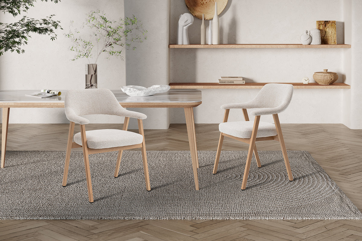Chaise Coralie Chêne Massif Tissu Beige