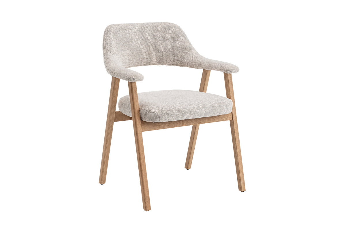 Chaise Coralie Chêne Massif Tissu Beige
