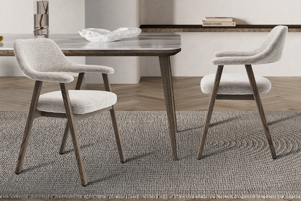 Chaise Coralie Chêne Massif Fumé Tissu Ote Milan 130 Sable