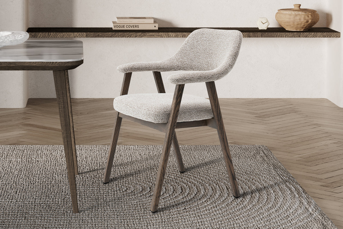Chaise Coralie Chêne Massif Fumé Tissu Sable