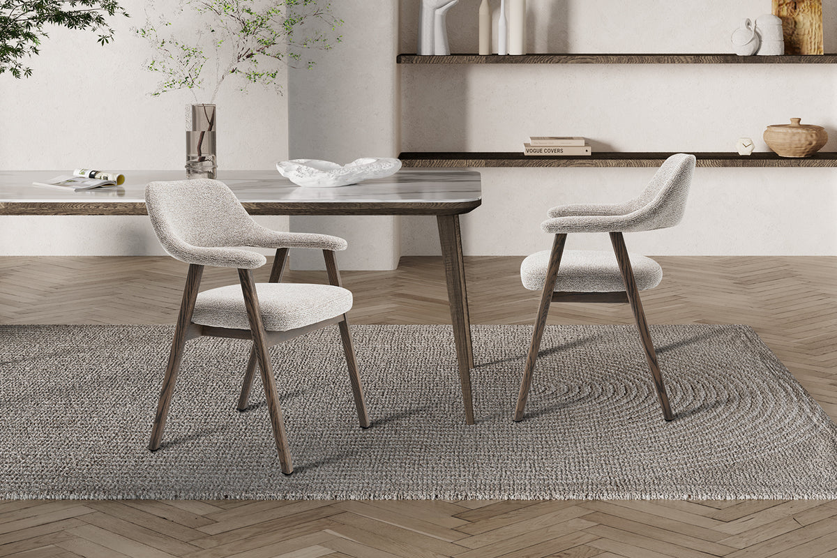 Chaise Coralie Chêne Massif Fumé Tissu Sable