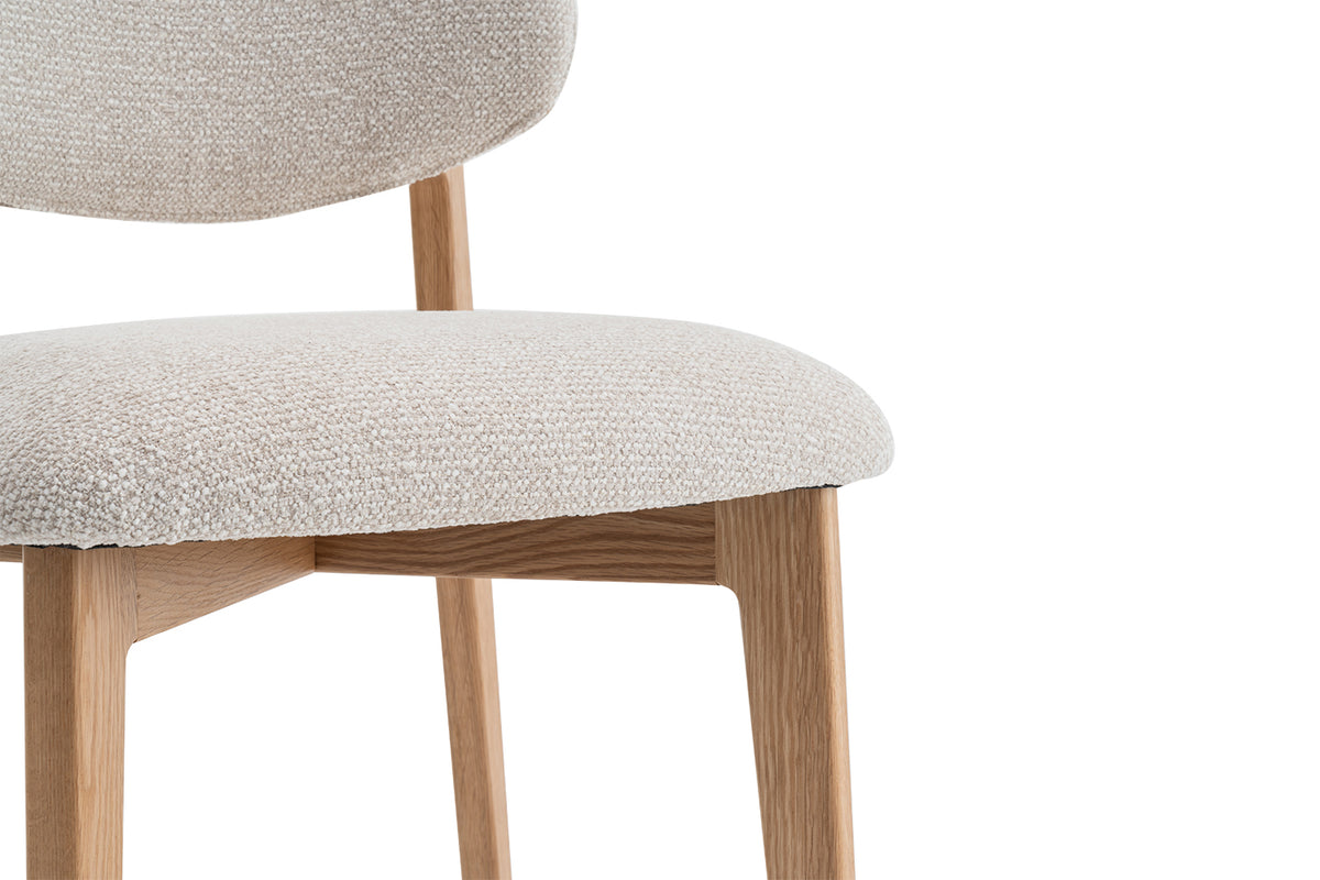 Chaise Carmen Chêne Massif Tissu Beige