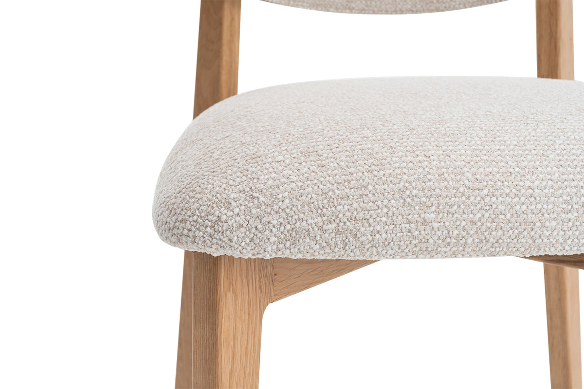 Chaise Carmen Chêne Massif Tissu Beige