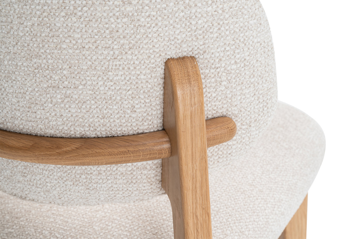 Chaise Carmen Chêne Massif Tissu Beige